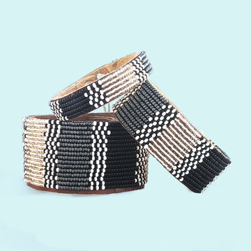 Atlas Twilight Beaded Leather Cuff