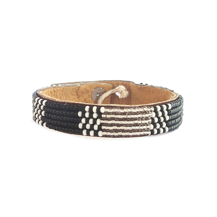 Atlas Twilight Beaded Leather Cuff