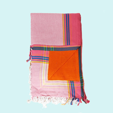 Pink with Vibrant Orange Kenyan Beach Towel