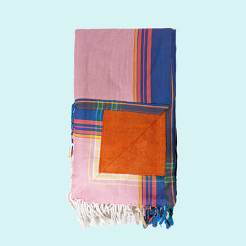 Pink with Blue and Orange Kenyan Beach Towel