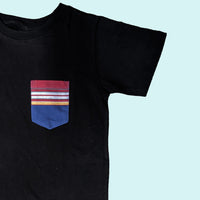 Kenyan Pocket Tee - Black with Navy and Red Pocket