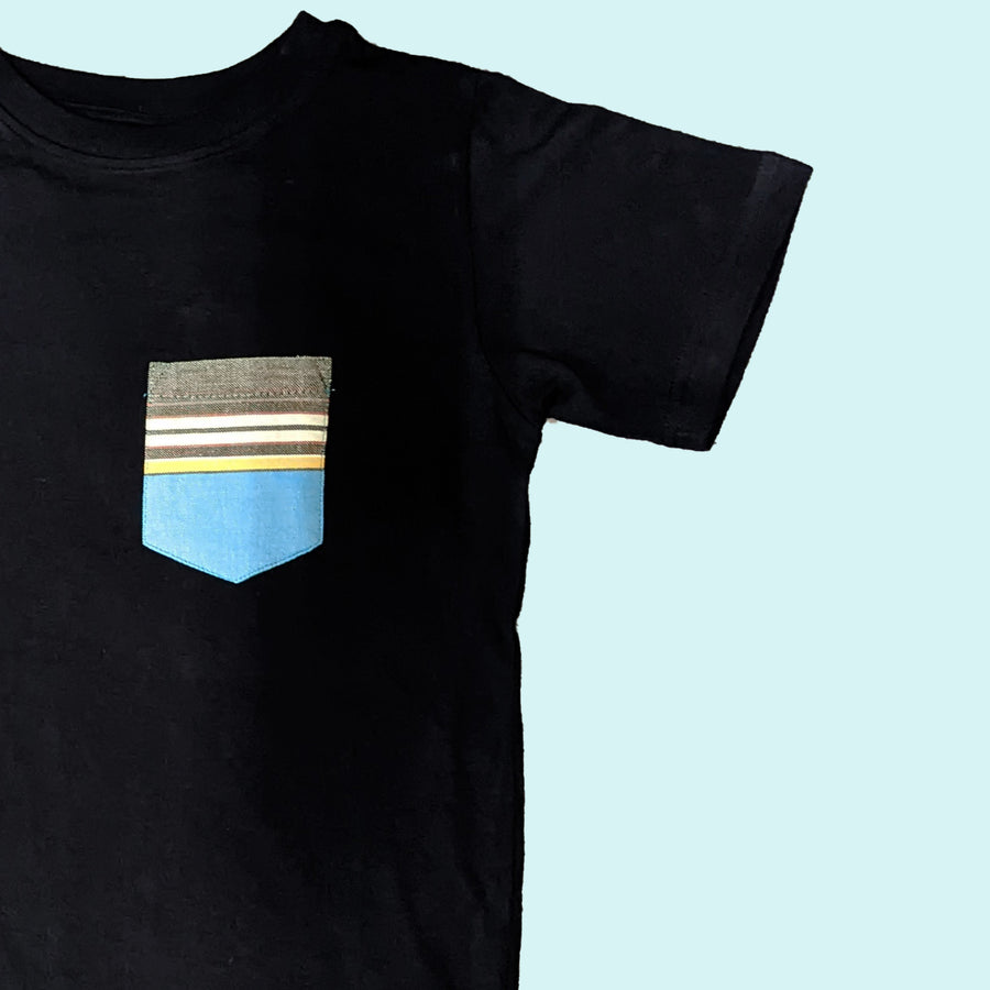 Kenyan Pocket Tee - Black with Teal Pocket