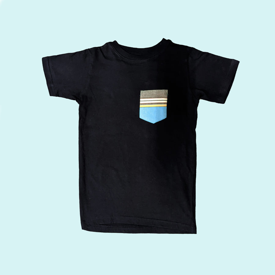 Kenyan Pocket Tee - Black with Teal Pocket