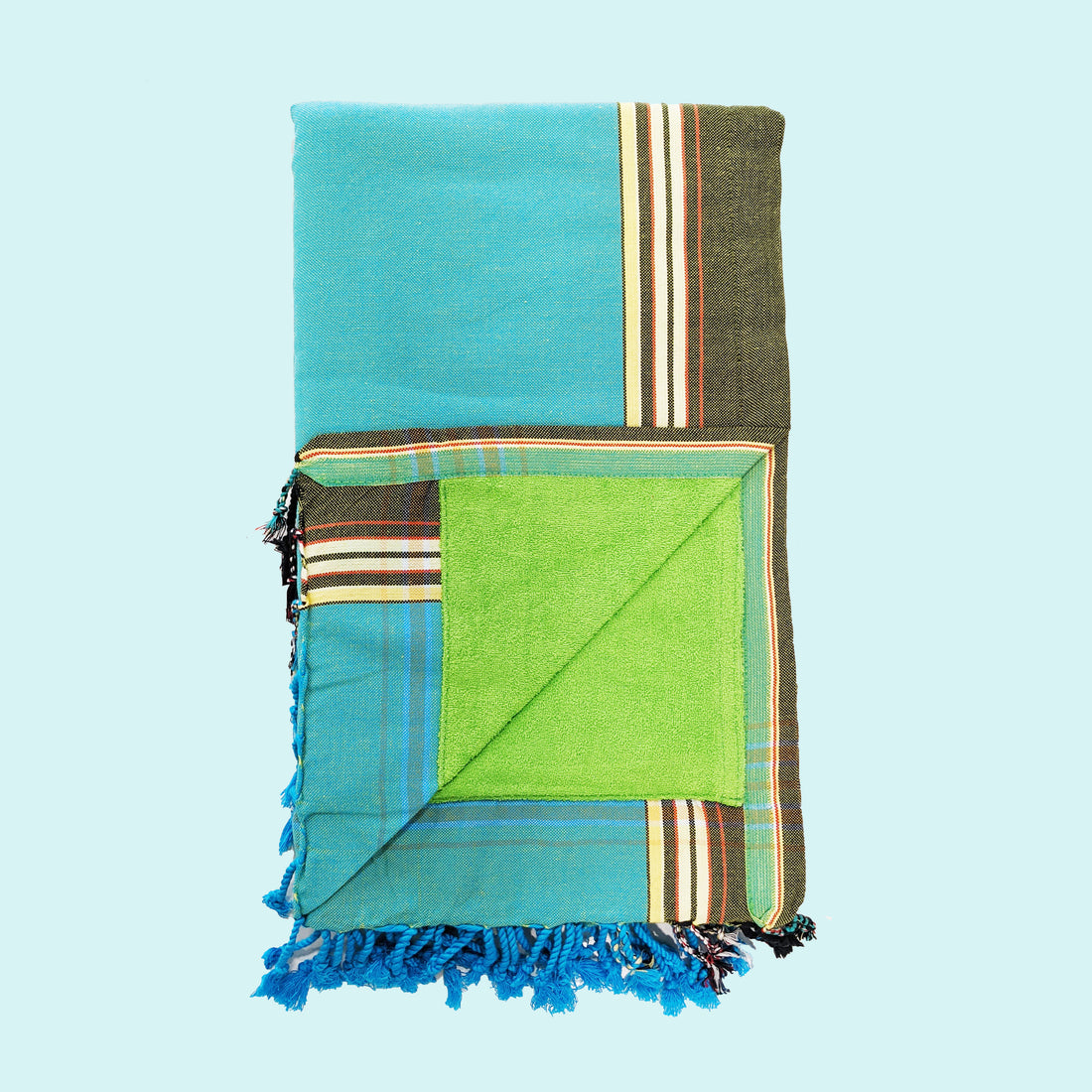Teal with Lime Kenyan Beach Towel