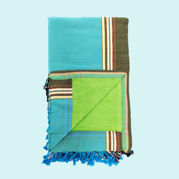 Teal with Lime Kenyan Beach Towel