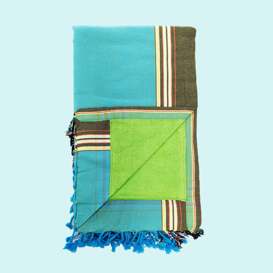 Teal with Lime Kenyan Beach Towel