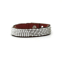 Ombre Silver and White Beaded Leather Cuff