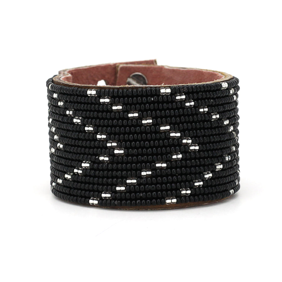 Chevron Twilight Beaded Leather Cuff