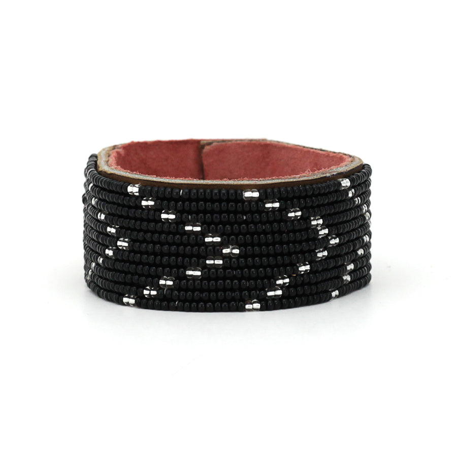 Chevron Twilight Beaded Leather Cuff