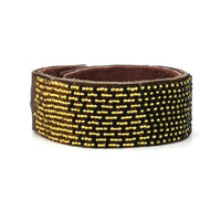 Ombre Gold and Black Beaded Leather Cuff