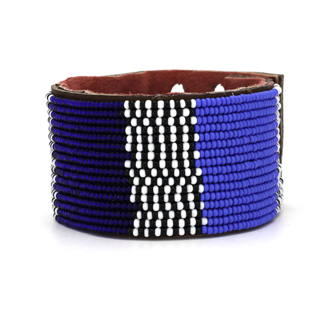 Atlas Blues Beaded Leather Cuff