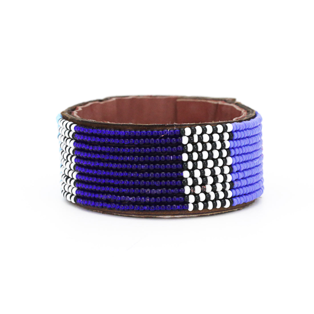 Atlas Blues Beaded Leather Cuff