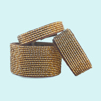 Ombre Silver and Gold Beaded Leather Cuff