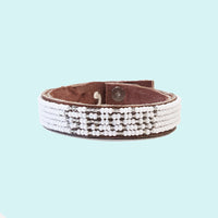 Grow Beaded Leather Cuff - Silver