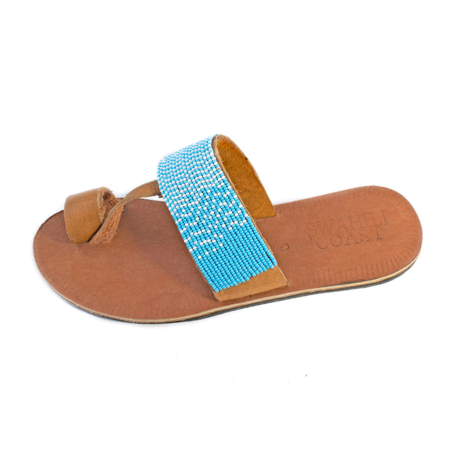 Hibiscus Sandals in Ombre Light Blue and White
