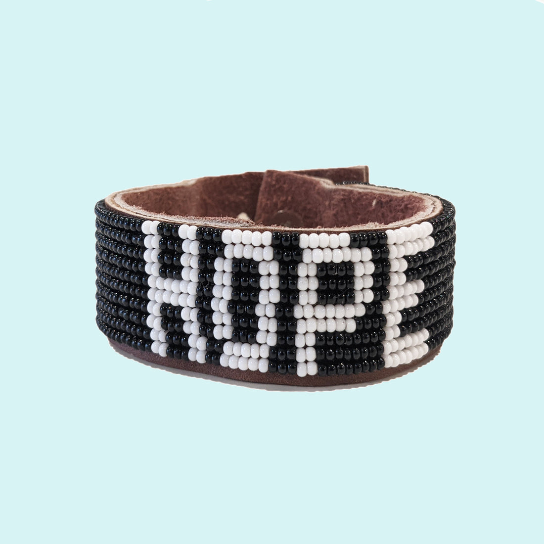 Hope Beaded Leather Cuff - Black