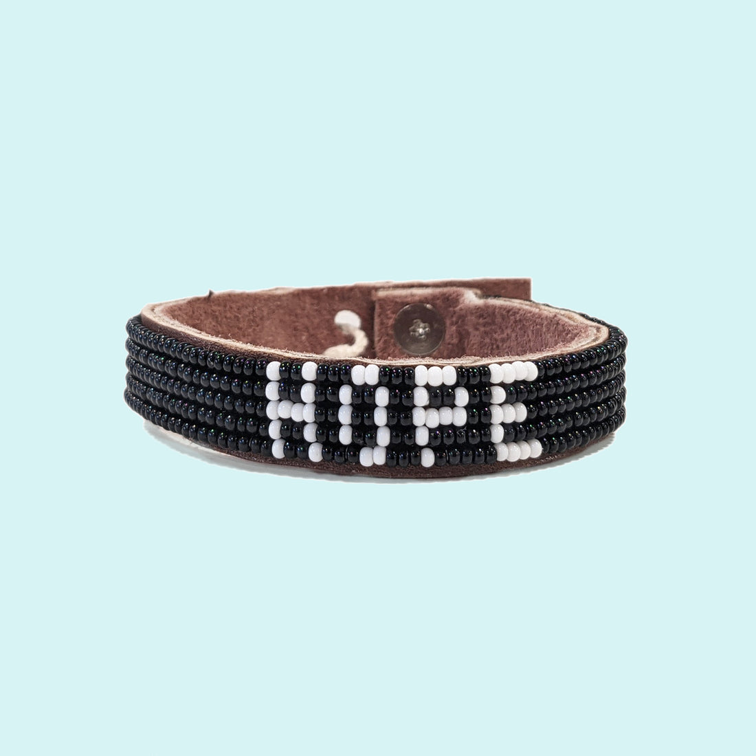 Hope Beaded Leather Cuff - Black