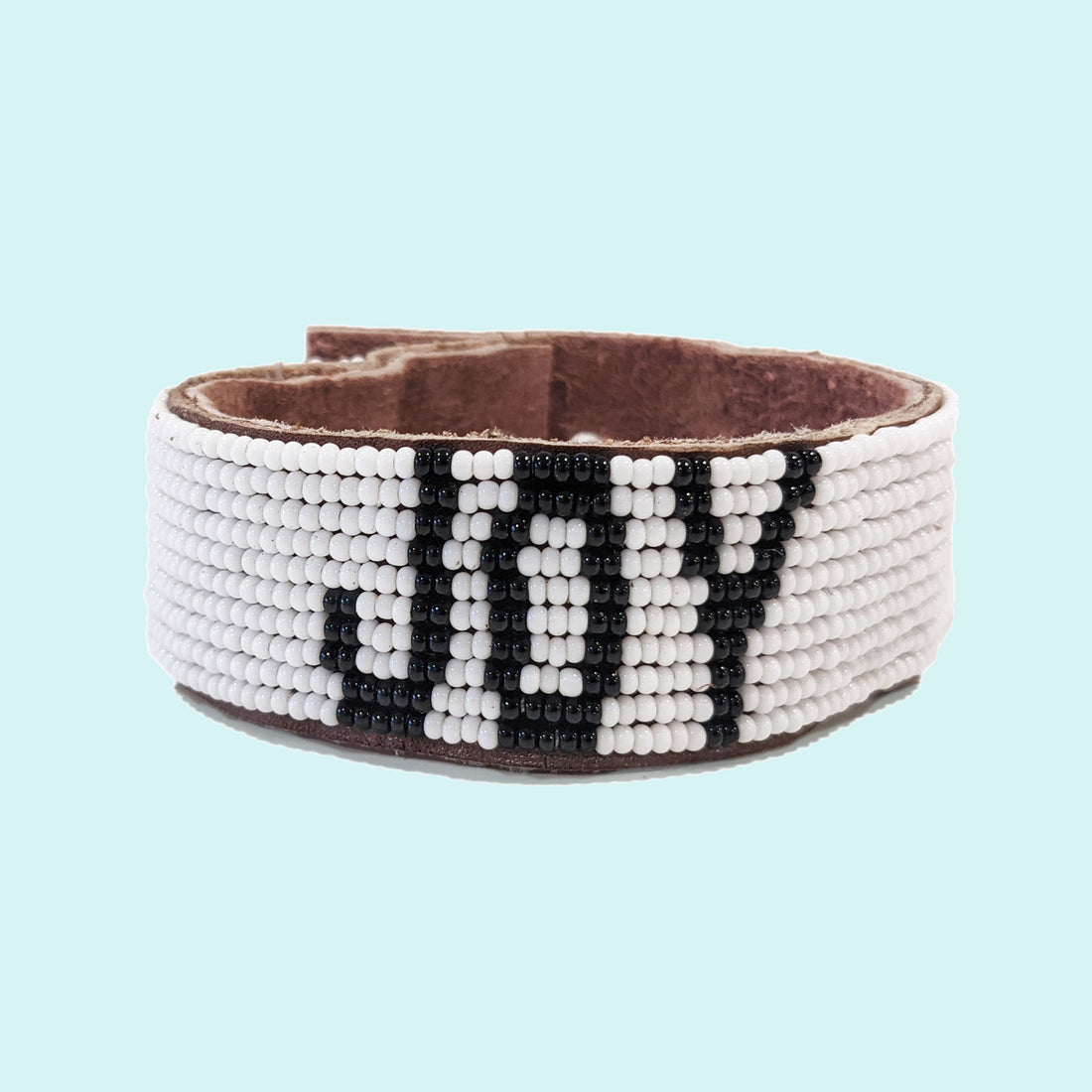 Joy Beaded Leather Cuff - White