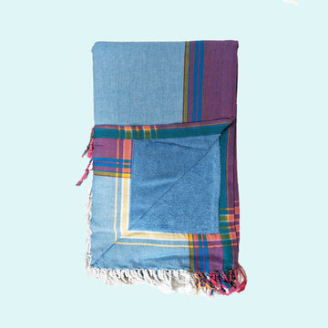 Light Blue with Purple Kenyan Beach Towel