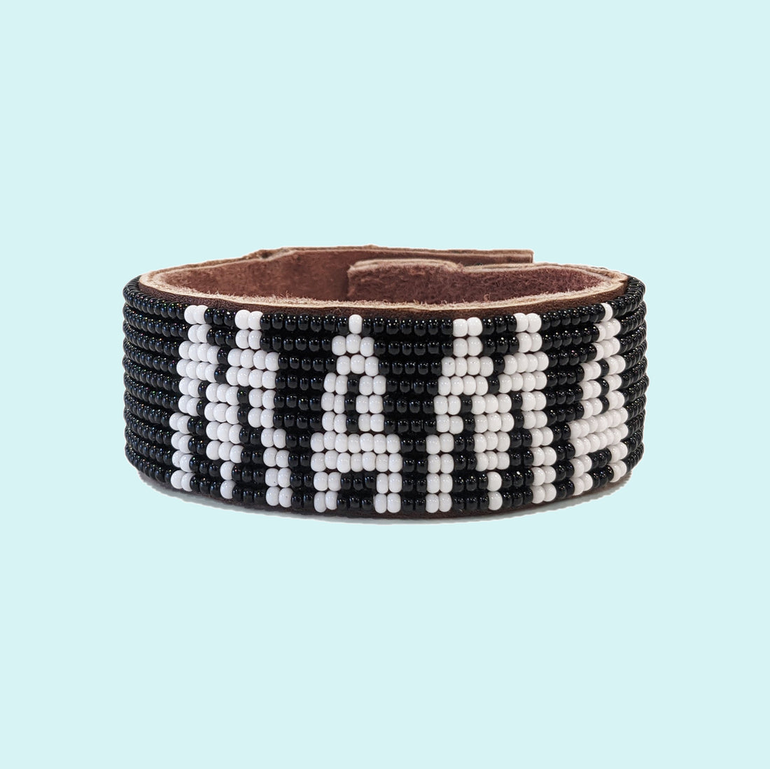 Mama Beaded Leather Cuff - Black