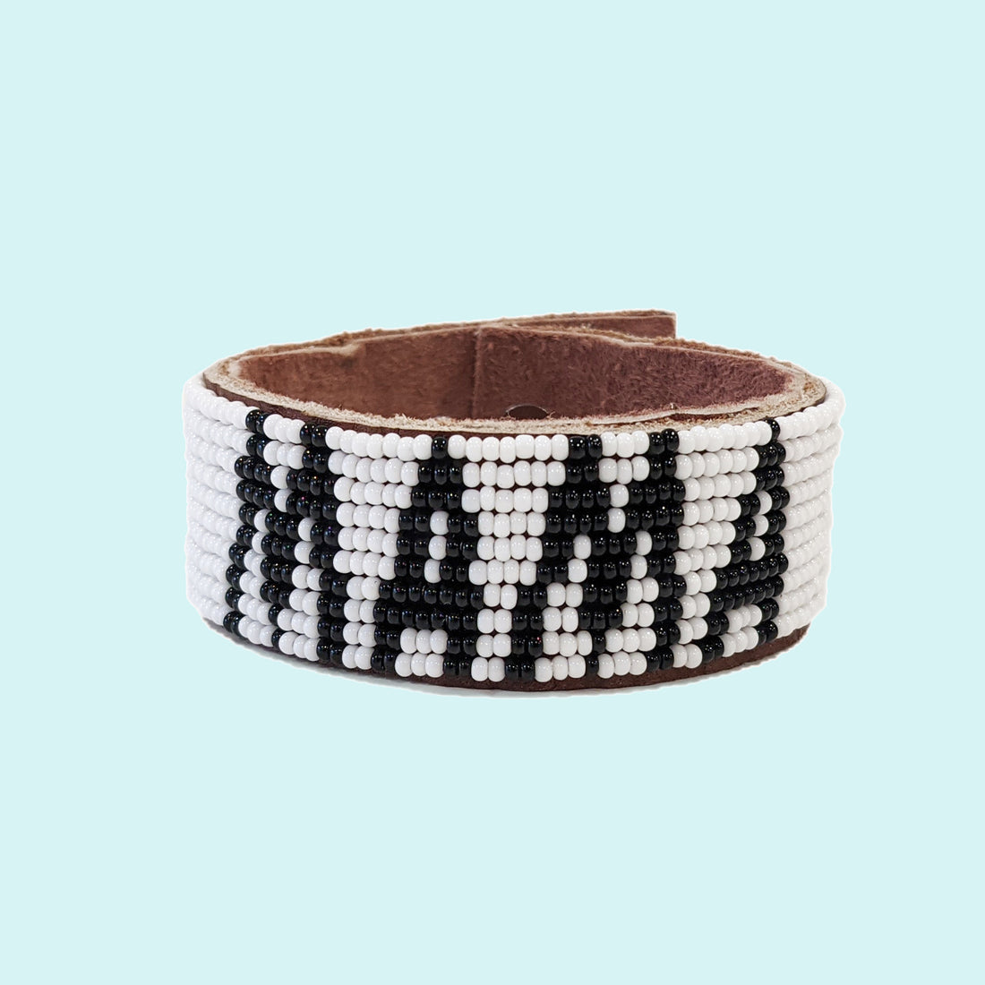 Mama Beaded Leather Cuff - White