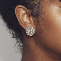 Circle Solid Beaded Stud Earrings 3/4"
