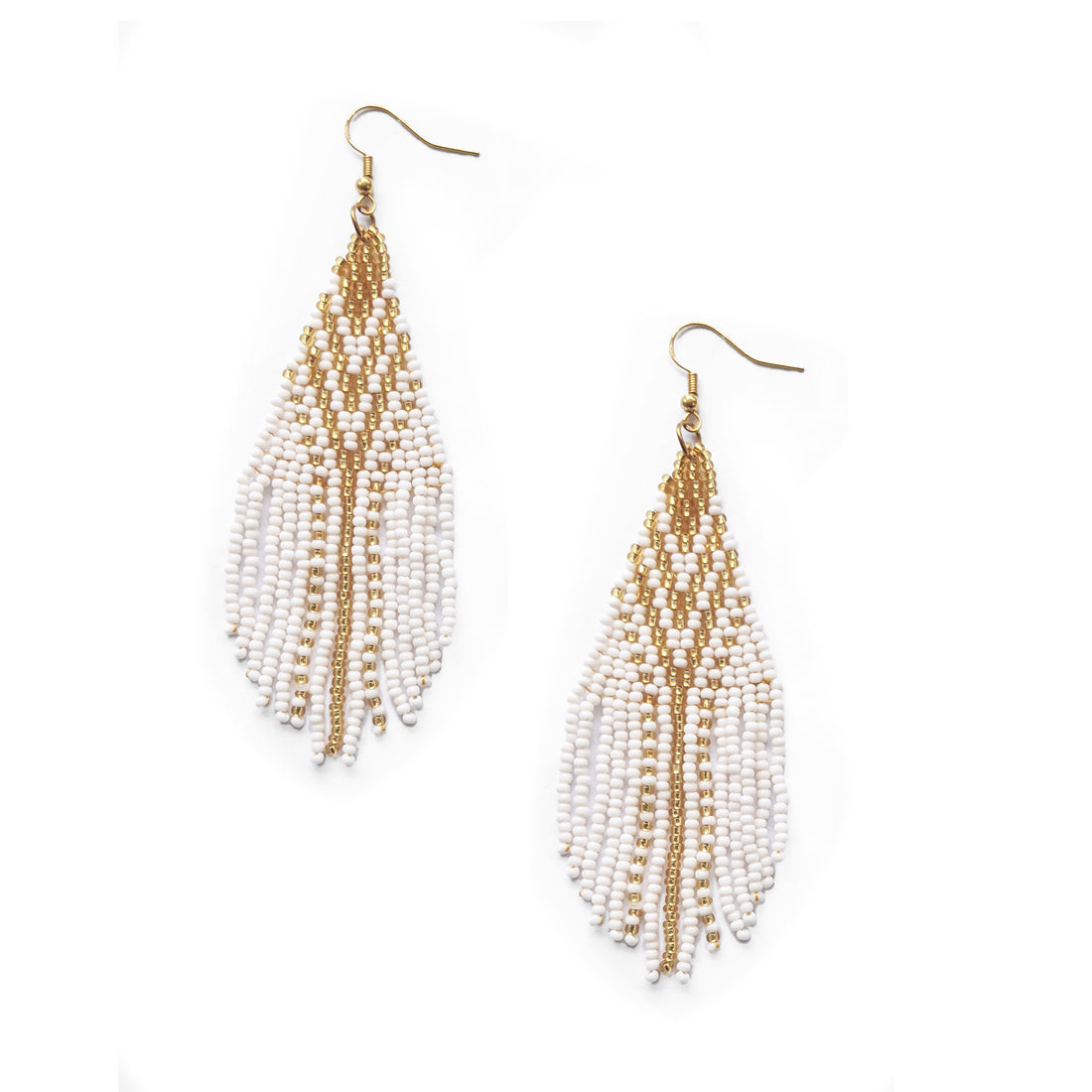 Point Beaded Tassel Earrings - Gold