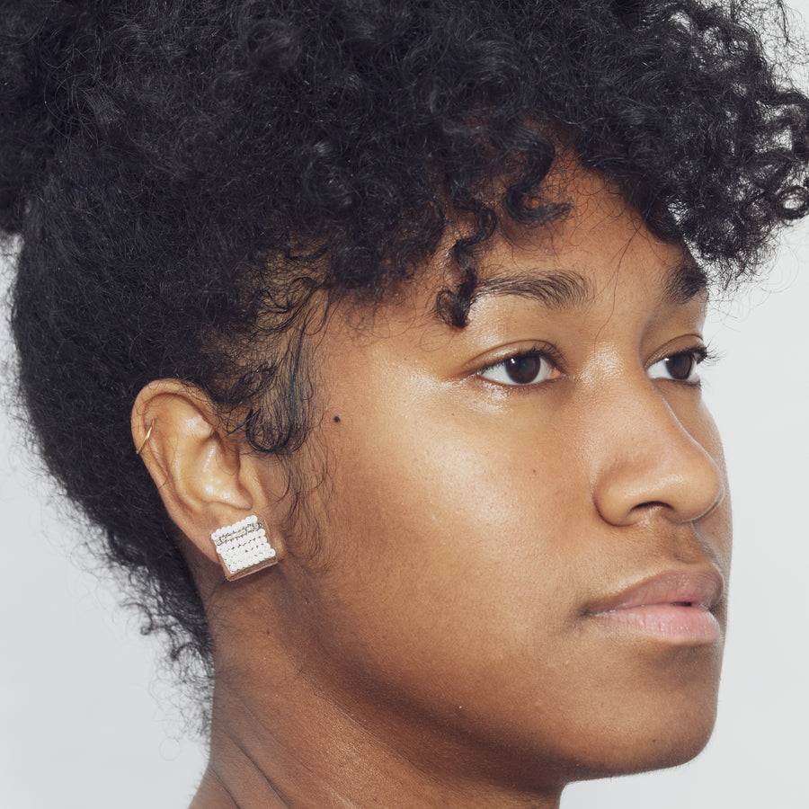Square Stripe 1/2" Post Earrings