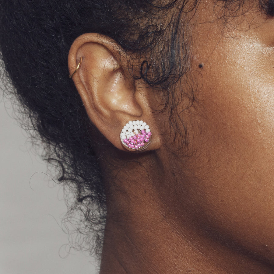 Circle Halves 1/2" Post Earrings