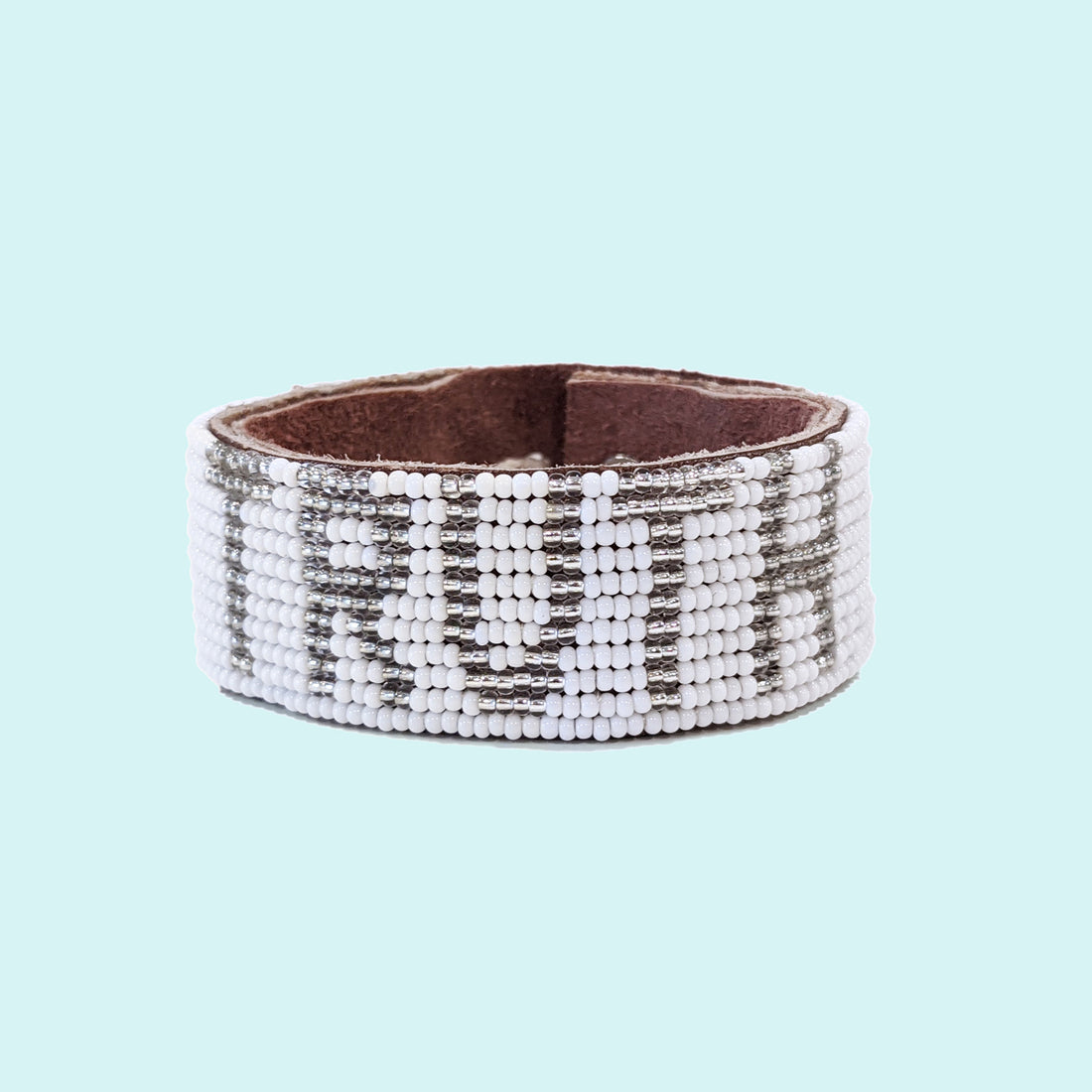 Truth Beaded Leather Cuff - Silver