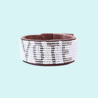 Vote Beaded Leather Cuff - Silver