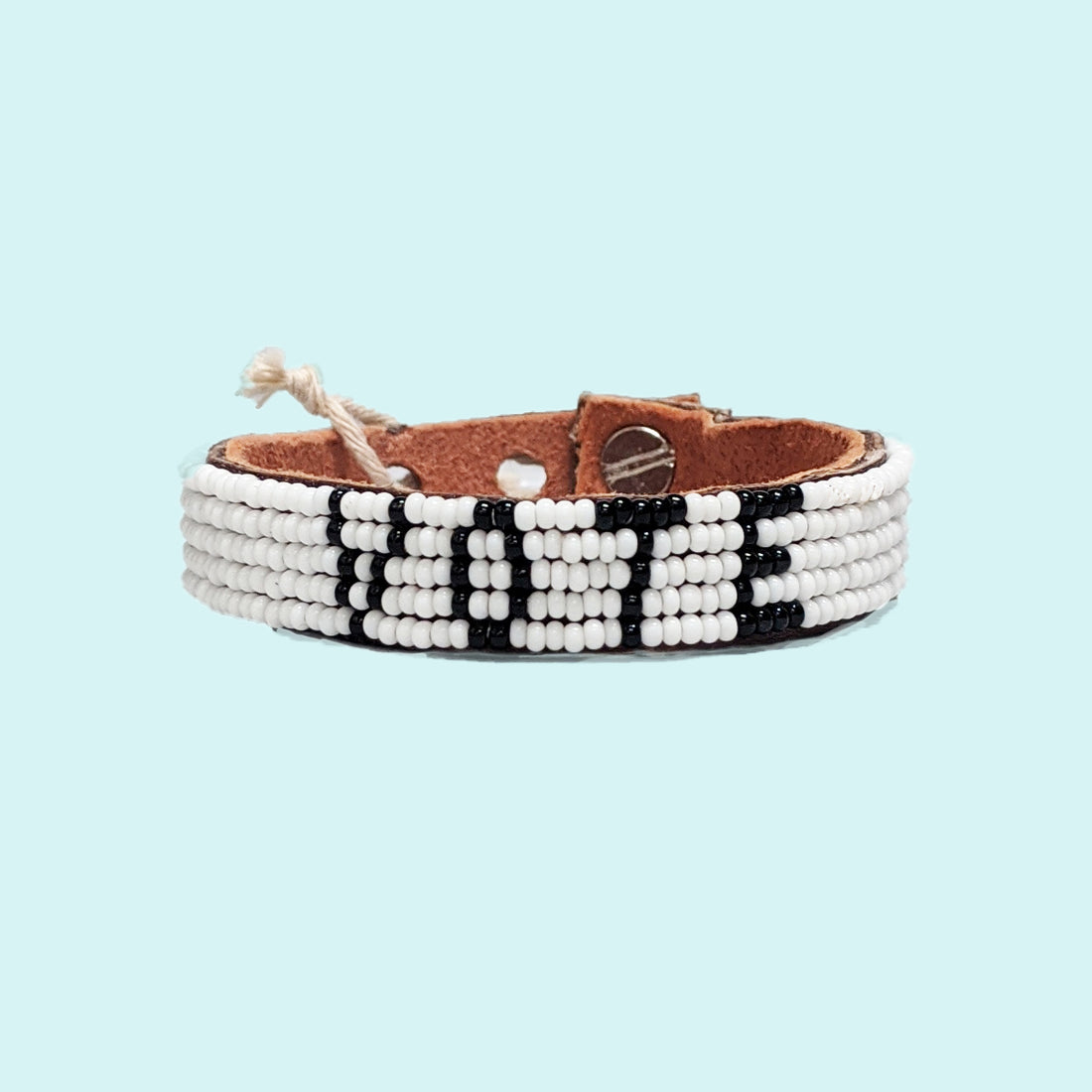 Vote Beaded Leather Cuff - White