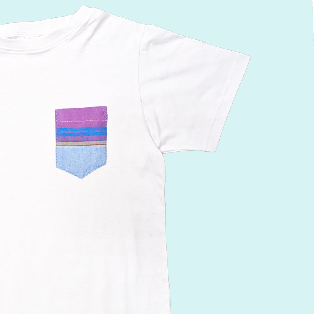 Kenyan Pocket Tee - White with Purple Blue Pocket